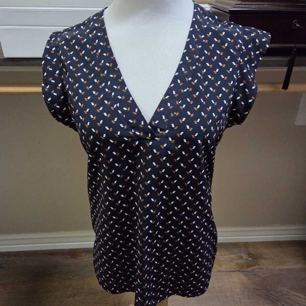 Ann Taylor Blue Cap Sleeve Blouse